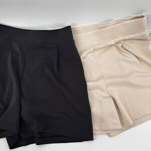 Ododos‎ Women Shorts Lot 2 Cream NWT & Black Modal Blend Soft Luxury Stretch XL